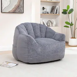 Trinkets Crazed - Bean Bag Chair with Arms,Comfy Faux Fur Boneless Beanbag Chairs for Adults and Kids - Gray