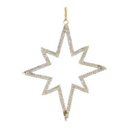 BreeBe - Jeweled Metal Star Ornament (Set of 12) - Gold, Gray