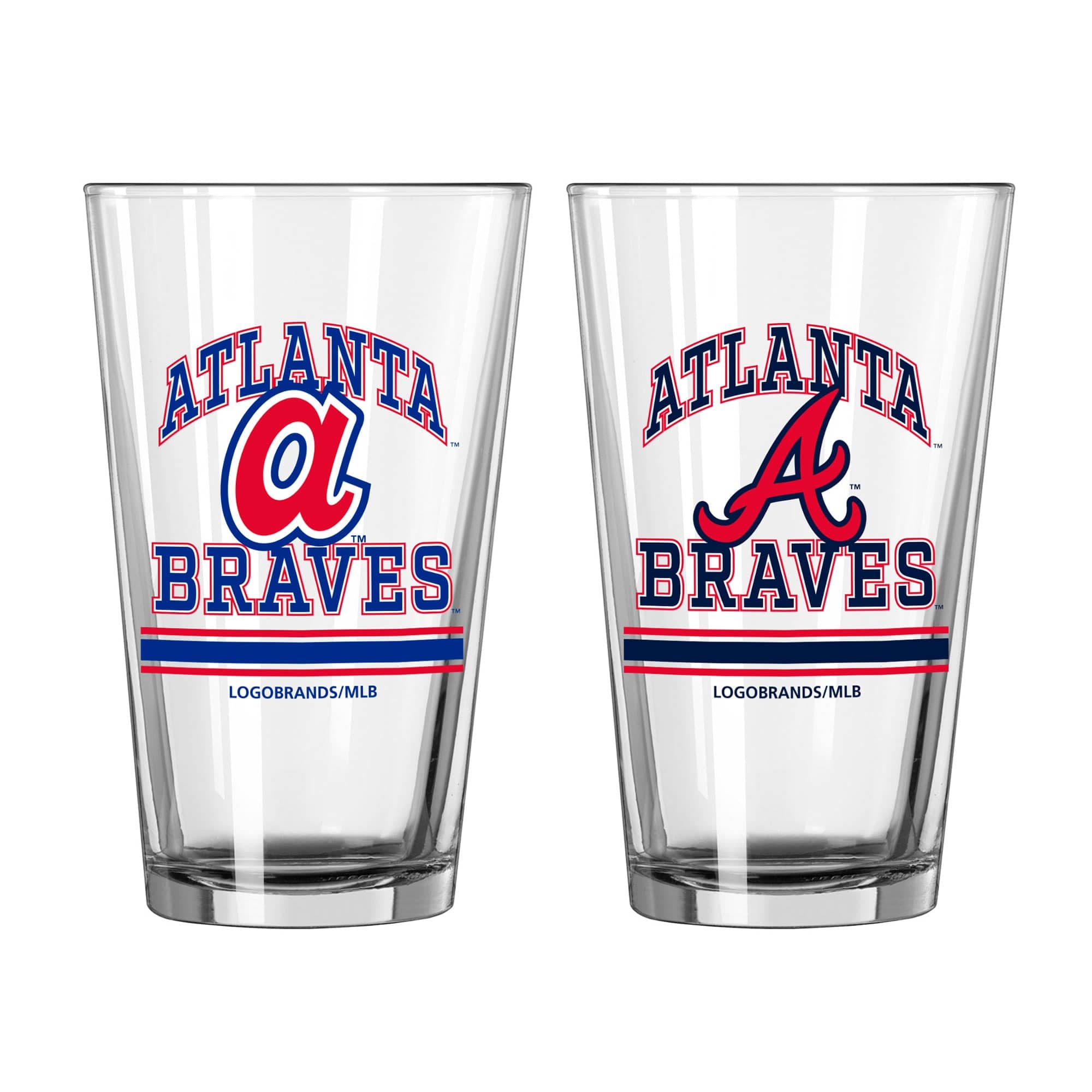 Logo Brands - Atlanta Braves 16oz. Pint Glass Two Pack - Multicolor