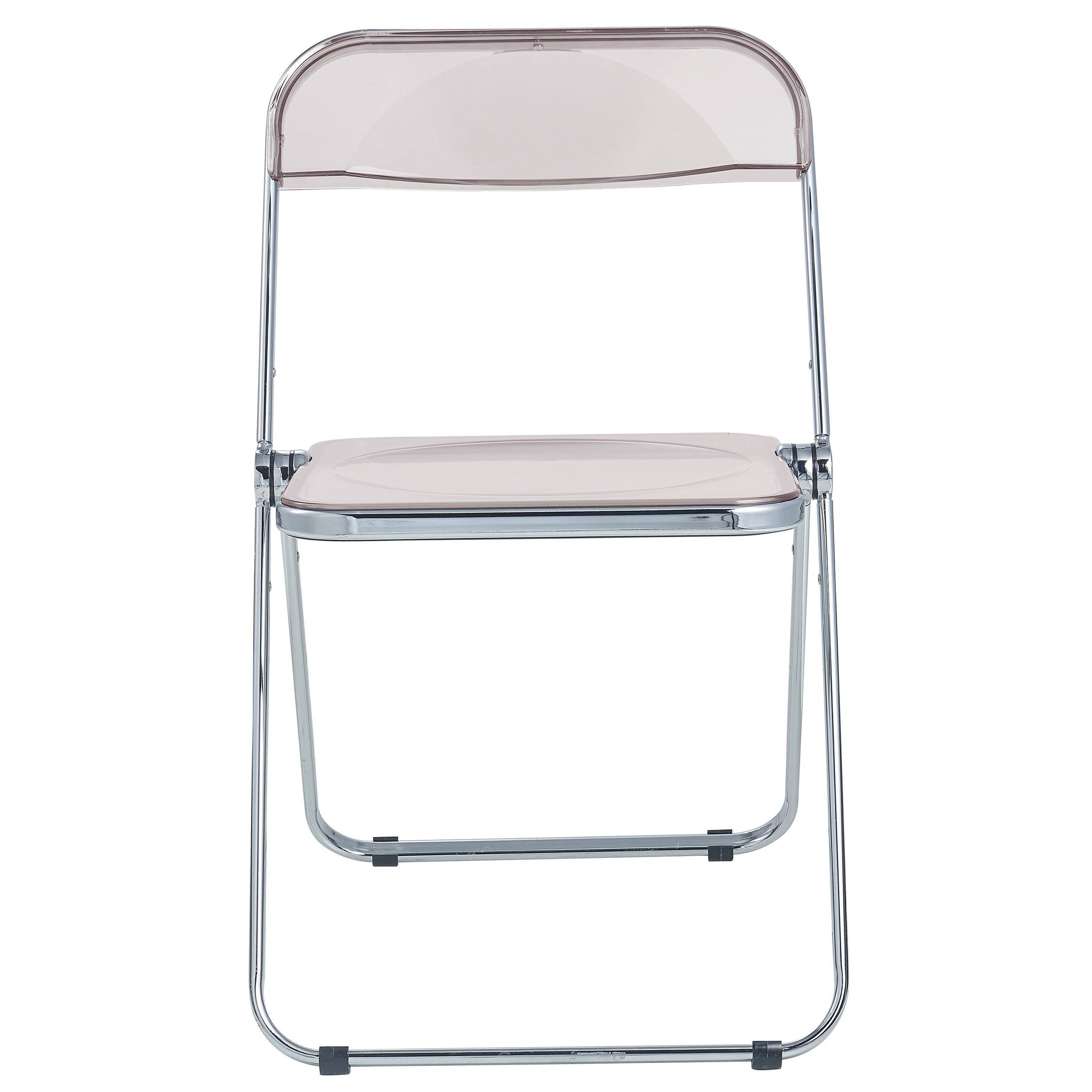 Alt View 3. LeisureMod - Lawrence 2-PCS Clear Accent Chair, Folding Acrylic Design with Chrome Frame, Portable Assembled Seating - Rose Pink.