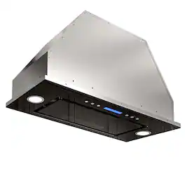 Onefly - 36 inches - Convertible - Range Hood Insert - Black Tempered Glass