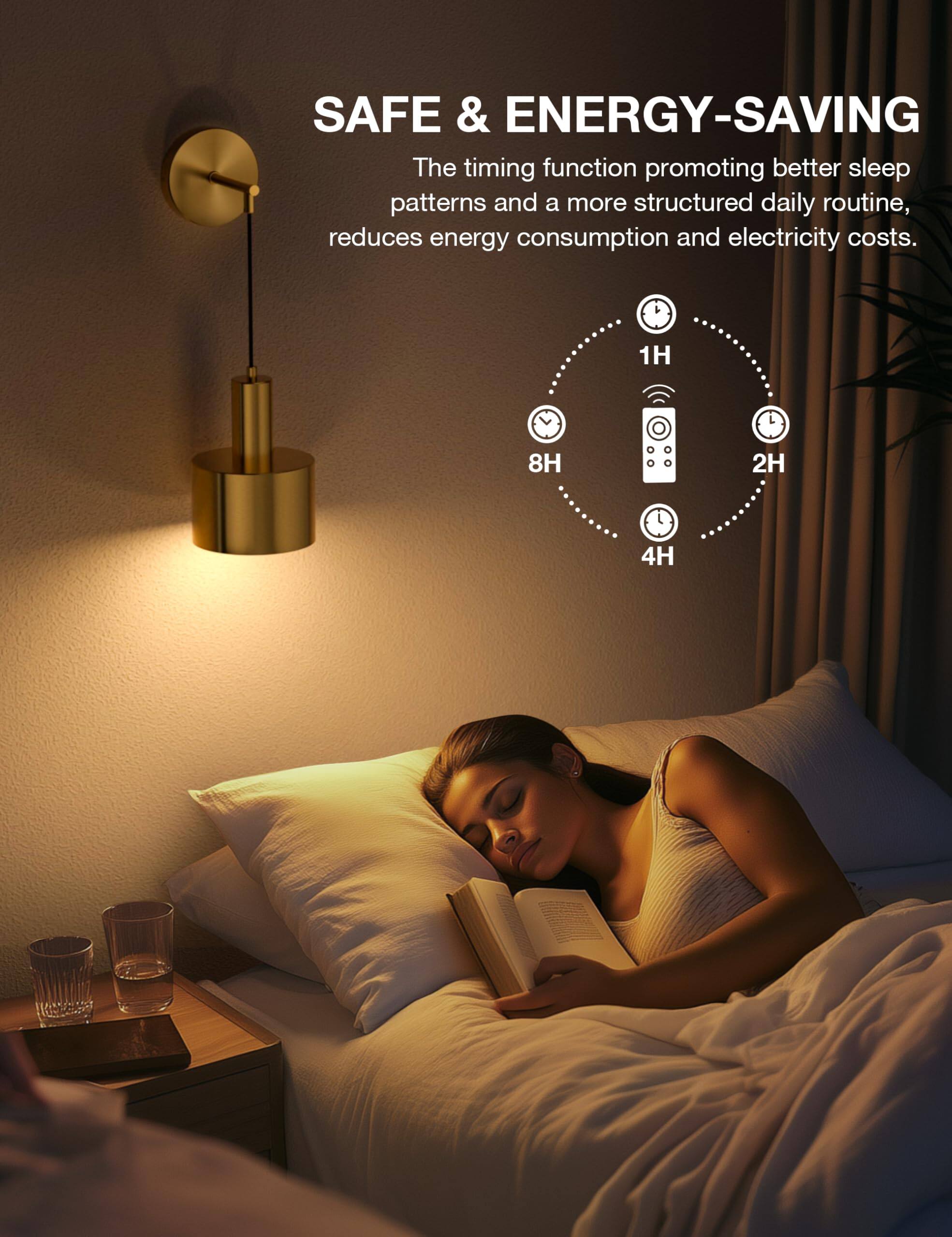 SAFE & ENERGY-SAVING

The timing function promoting better sleep patterns and a more structured daily routine, reduces energy consumption and electricity costs.

1H 8H 2H 4H