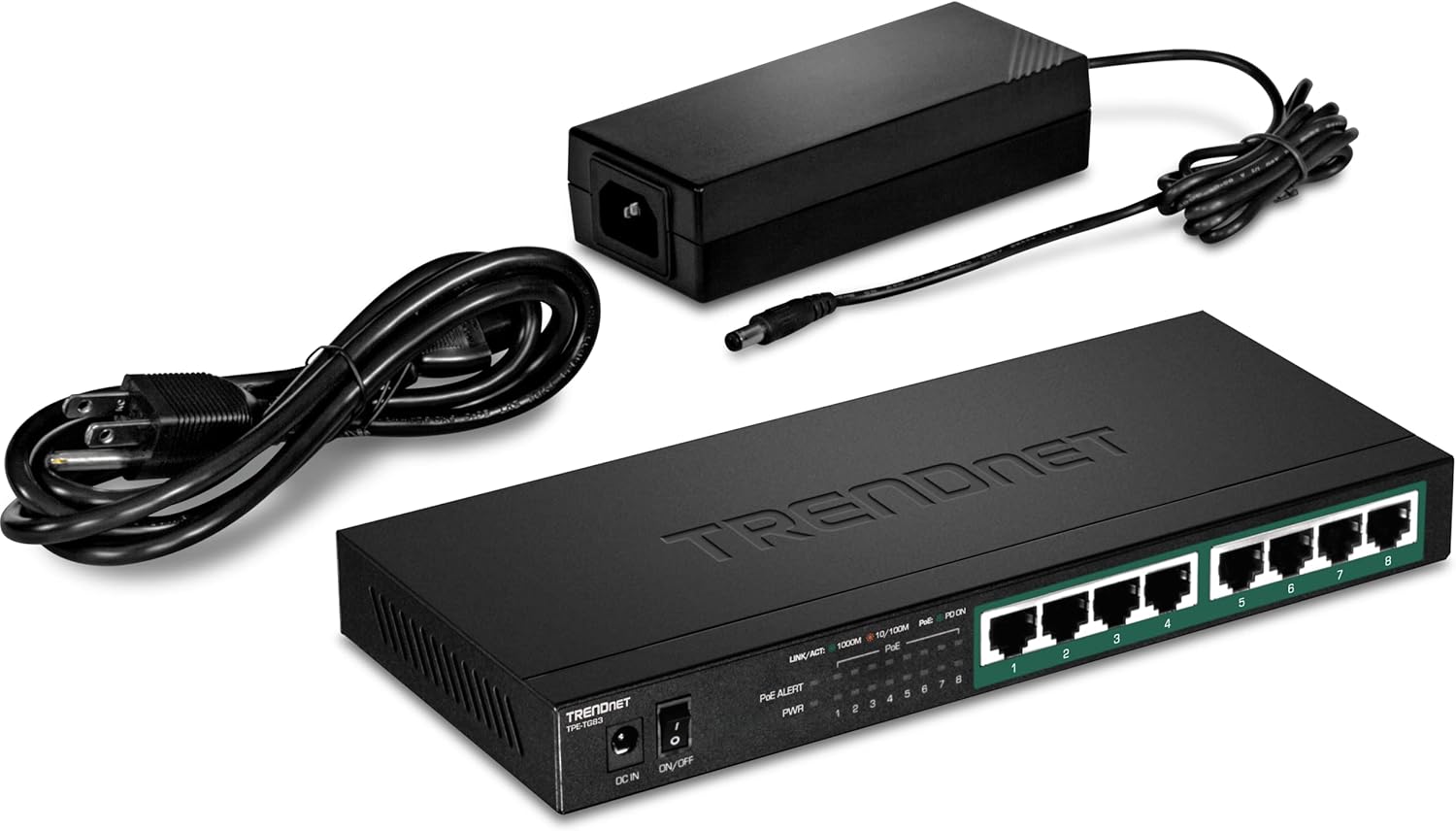 TRENDNET  
TRENDNET 2 6 5 POE 4 10/100M 3 SDDOM PoE LINK/ACT 2 1 7 a ALERT 5 6 TRENDNET PoE PWR 2345678 1 2 3 4 TPE-TO83 / o ON OFF DC IN 7 8