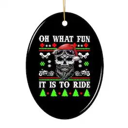 OrnamentallyYou - Biker Skull Santa Christmas Ornament - Multi-colored