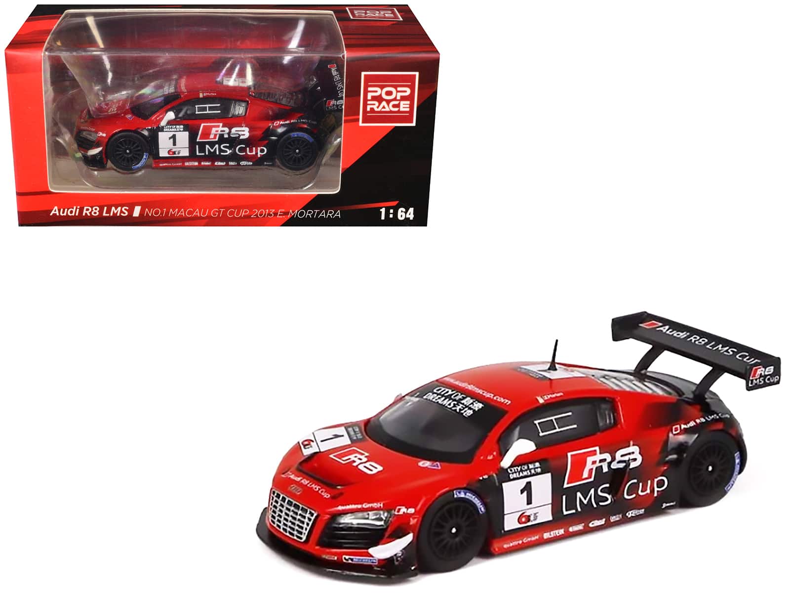 "Audi R8 LMS #1 Edoardo Mortara Winner ""Macau GT Cup"" (2013) 1/64 Die Cast Model Car by Pop Race" price history on PriceWatchPro