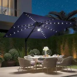 Crestlive Products - 11ft Aluminum Navy Slide-tilt Cantilever Patio Umbrella Lights Base - Navy blue