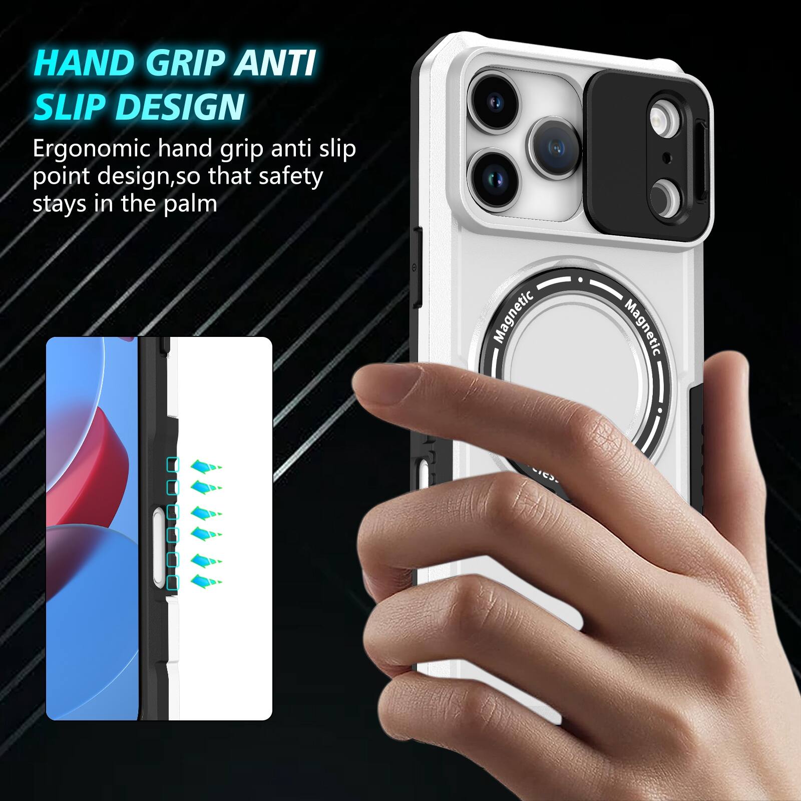HAND GRIP ANTI SLIP DESIGN

Ergonomic hand grip anti slip point design, so that safety stays in the palm