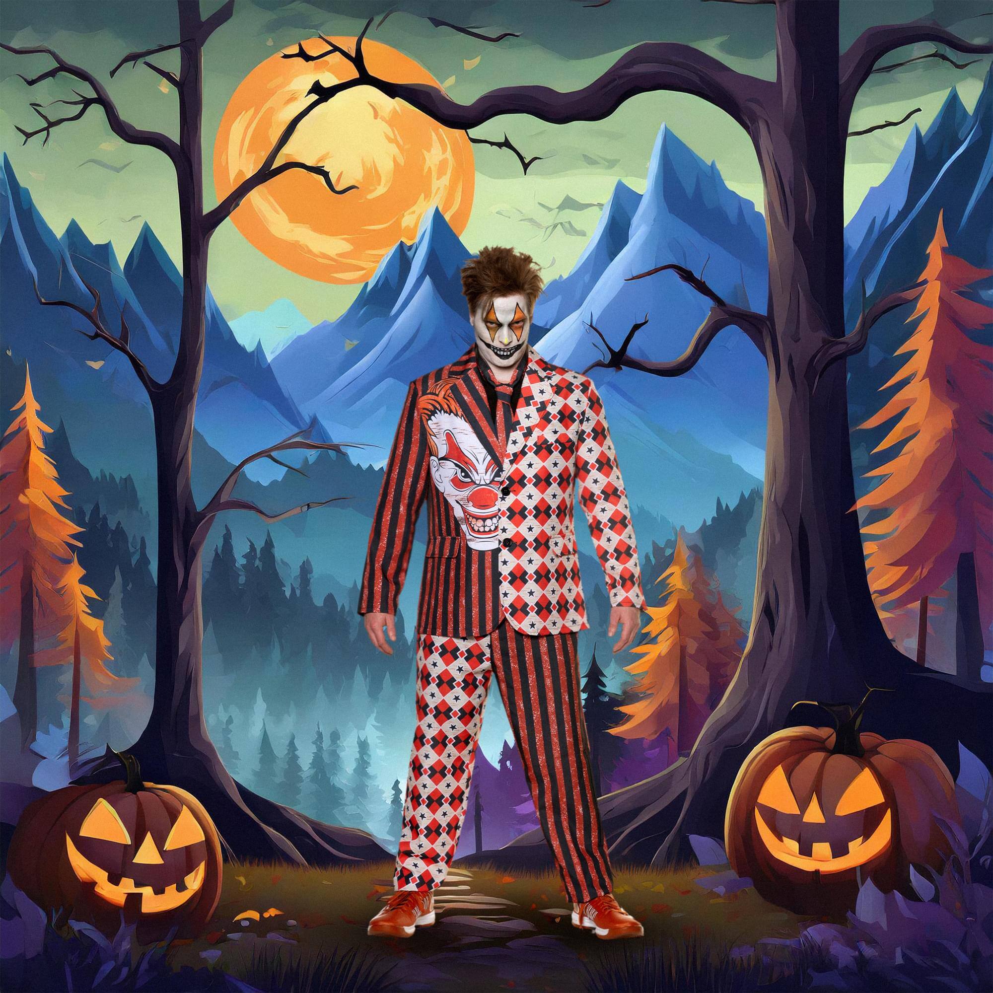 Alt View 1. Underwraps - Torment Clown Adult Costume | XXL - Red.