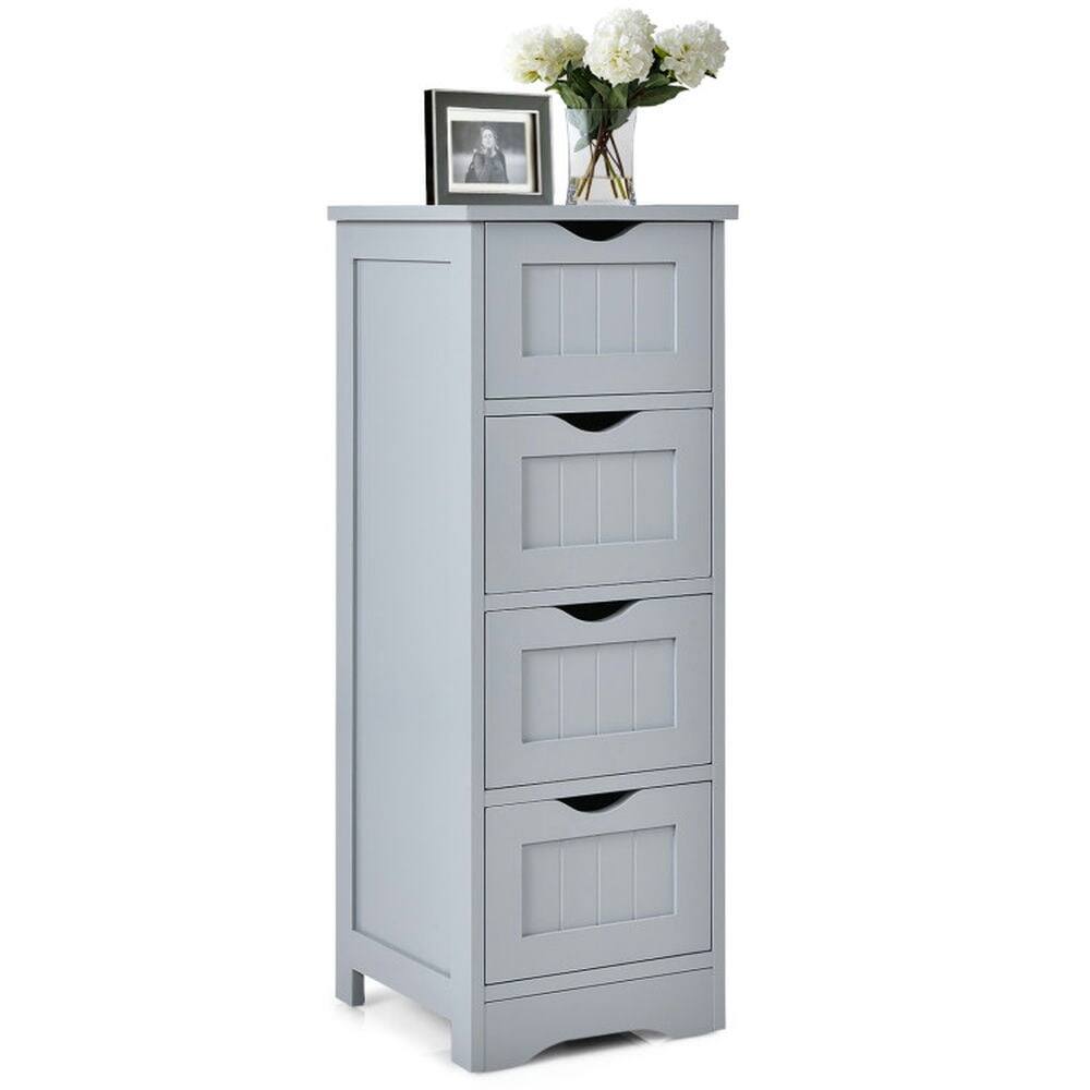 Front. Kadyn - Floor Wooden Free Standing Storage Side Organizer for Bathroom-Gray, Bathroom Cabinets for Entryway Storage - Gray.