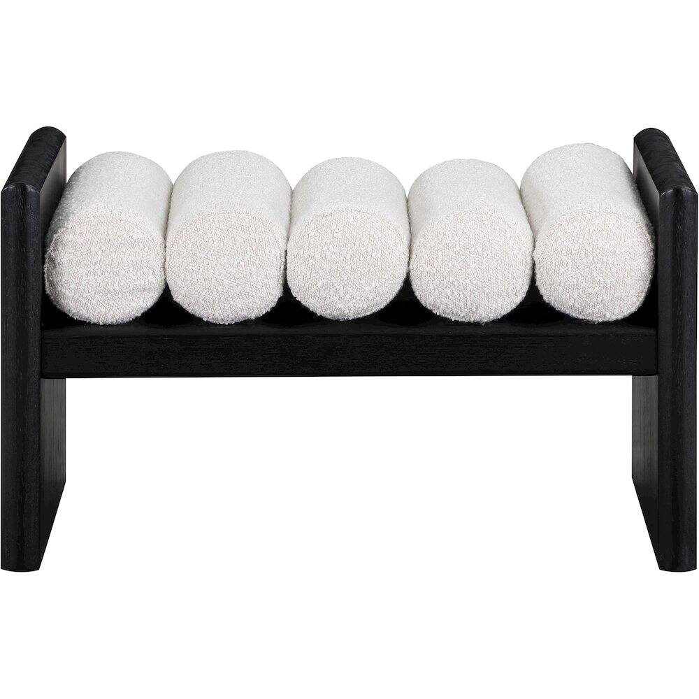 Alt View 2. Meridian Furniture - Waverly Cream Boucle Fabric Bench - Beige.