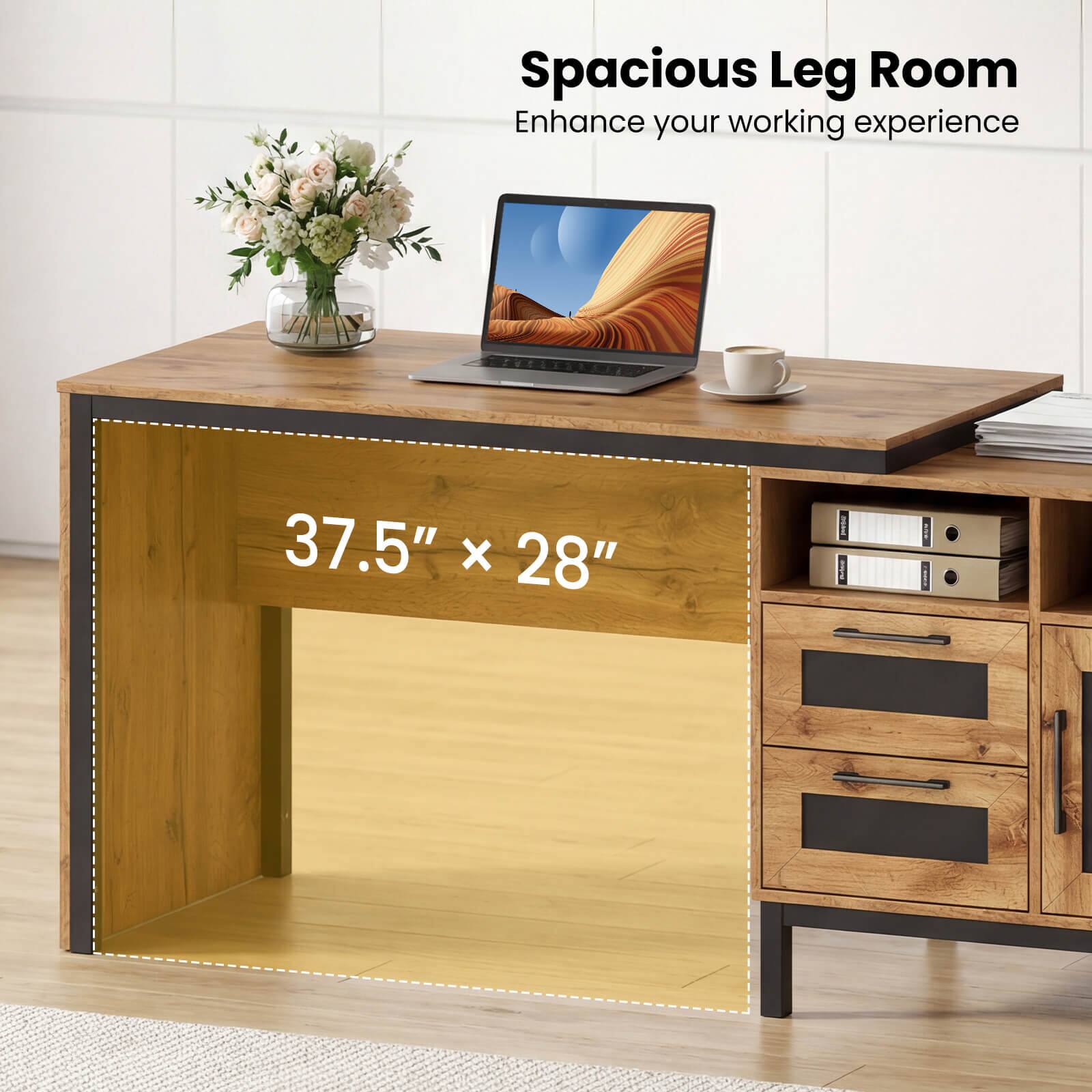 Spacious Leg Room  
Enhance your working experience  

37.5" x 28"
