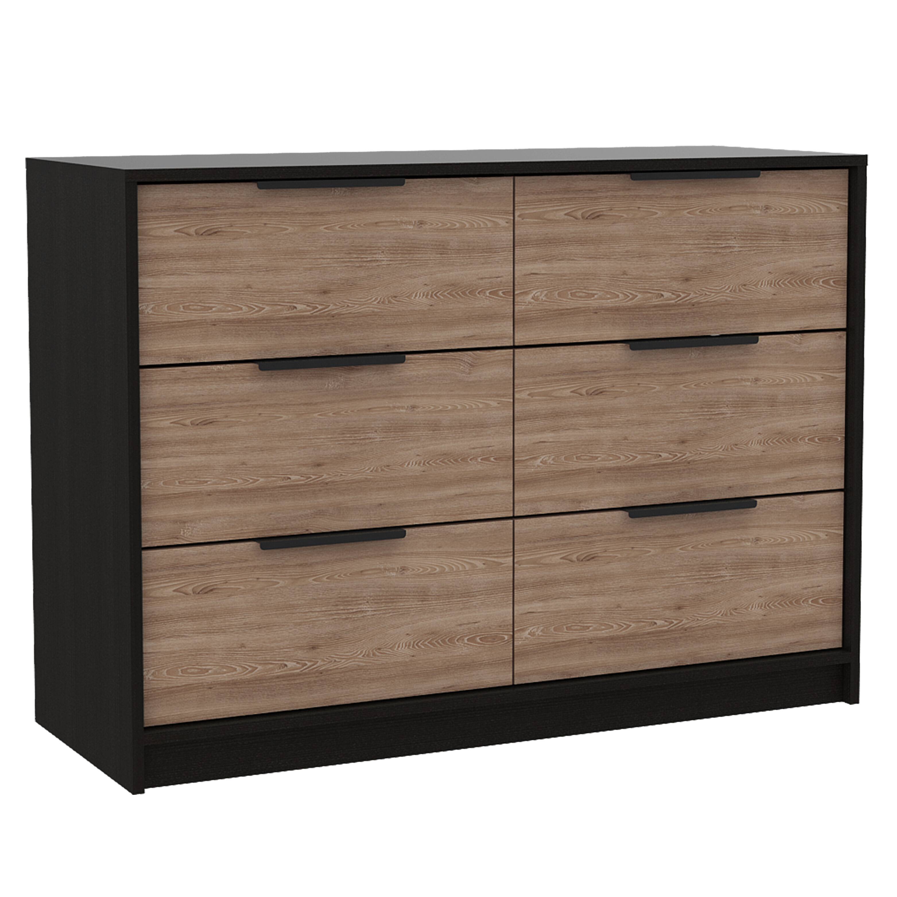 Alt View 2. TuHome - Kaia 4 Drawers Dresser, Superior Top - Black / Pine.