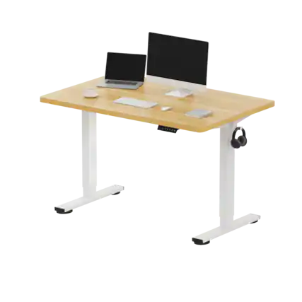 Front. FlexiSpot - FlexiSpot E2 48''W x 30''D Electric Adjustable Standing Desk Chipboard, Maple/White - Maple.