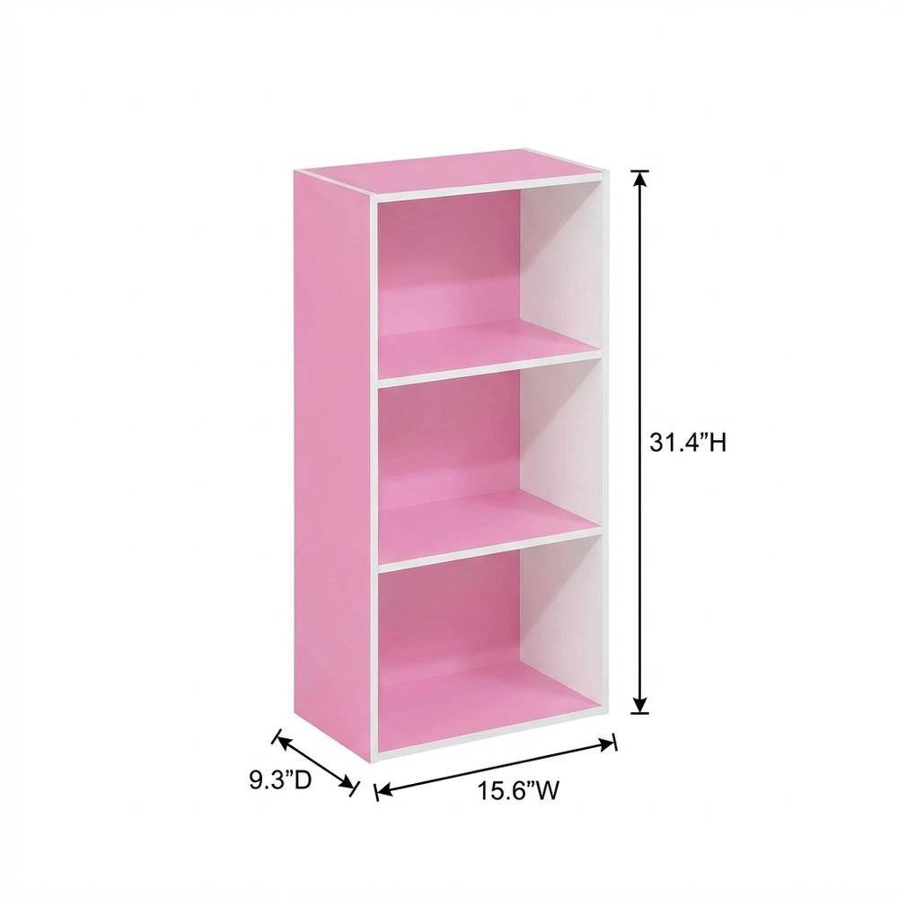 FurniFact - Pink 3-Tier Open Shelf Bookcase with Wood Material for Easy Storage - Pink/White price history on PriceWatchPro
