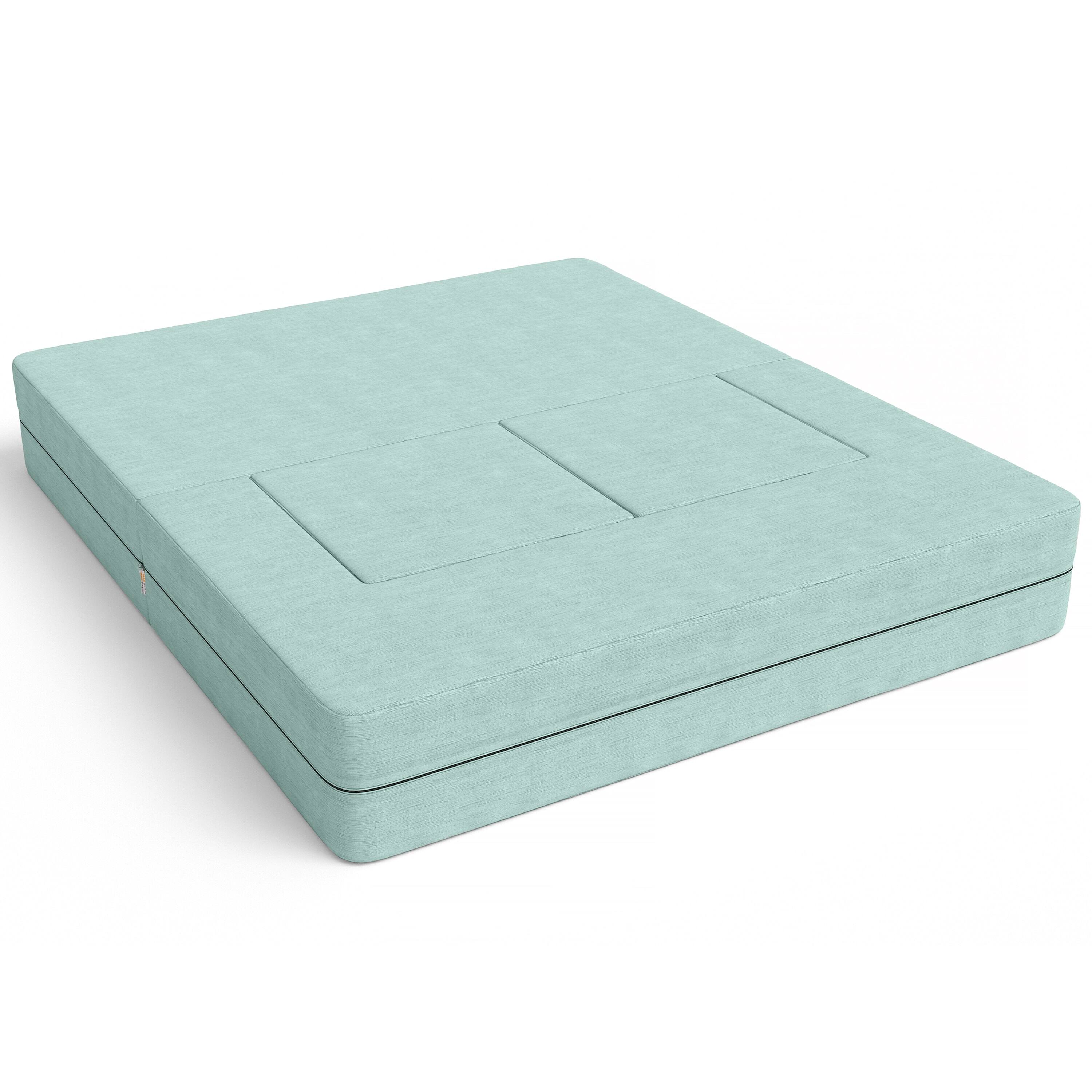 Angle. Jaxx - Jaxx Zipline Convertible Sleeper Loveseat & Ottomans, Textured Microvelvet - Caribbean - Caribbean.