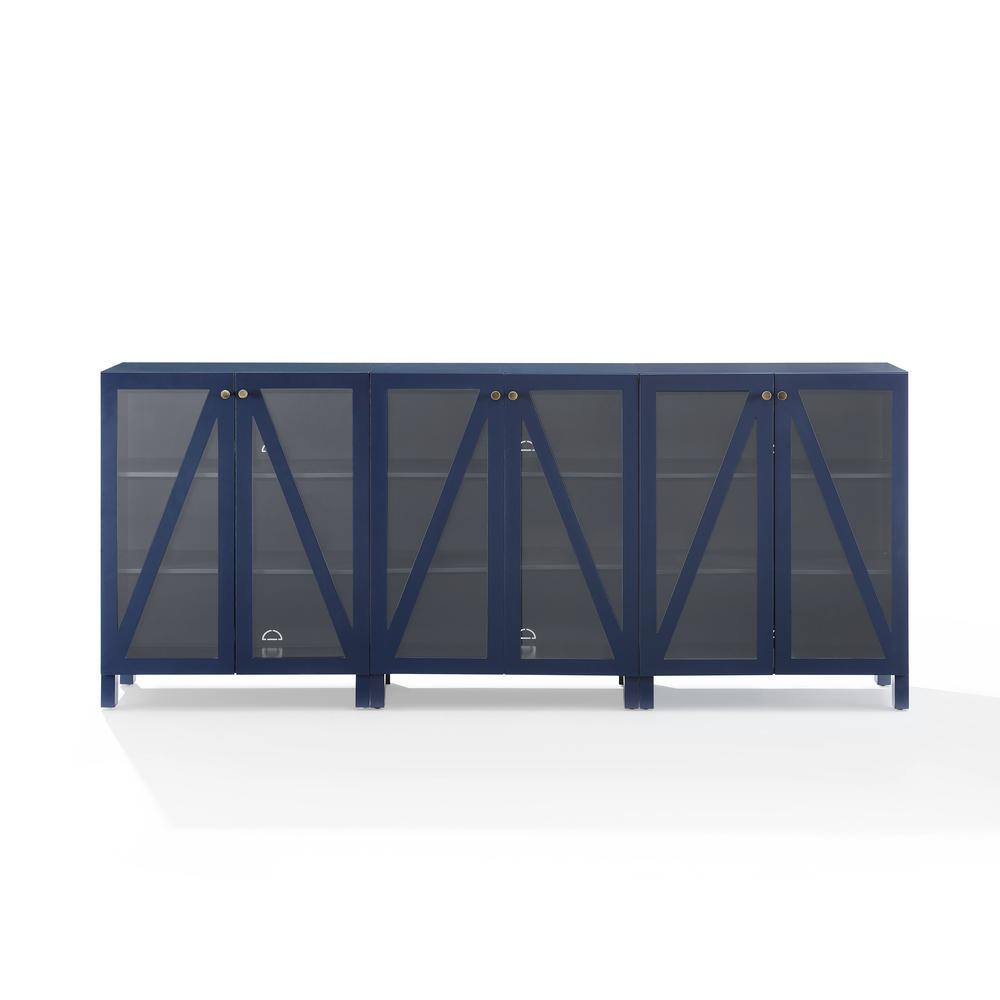 Alt View 1. Crosley Furniture - Cassai 3-Piece Media Sideboard Cabinet Set - 3 Storage Pantries - Navy.
