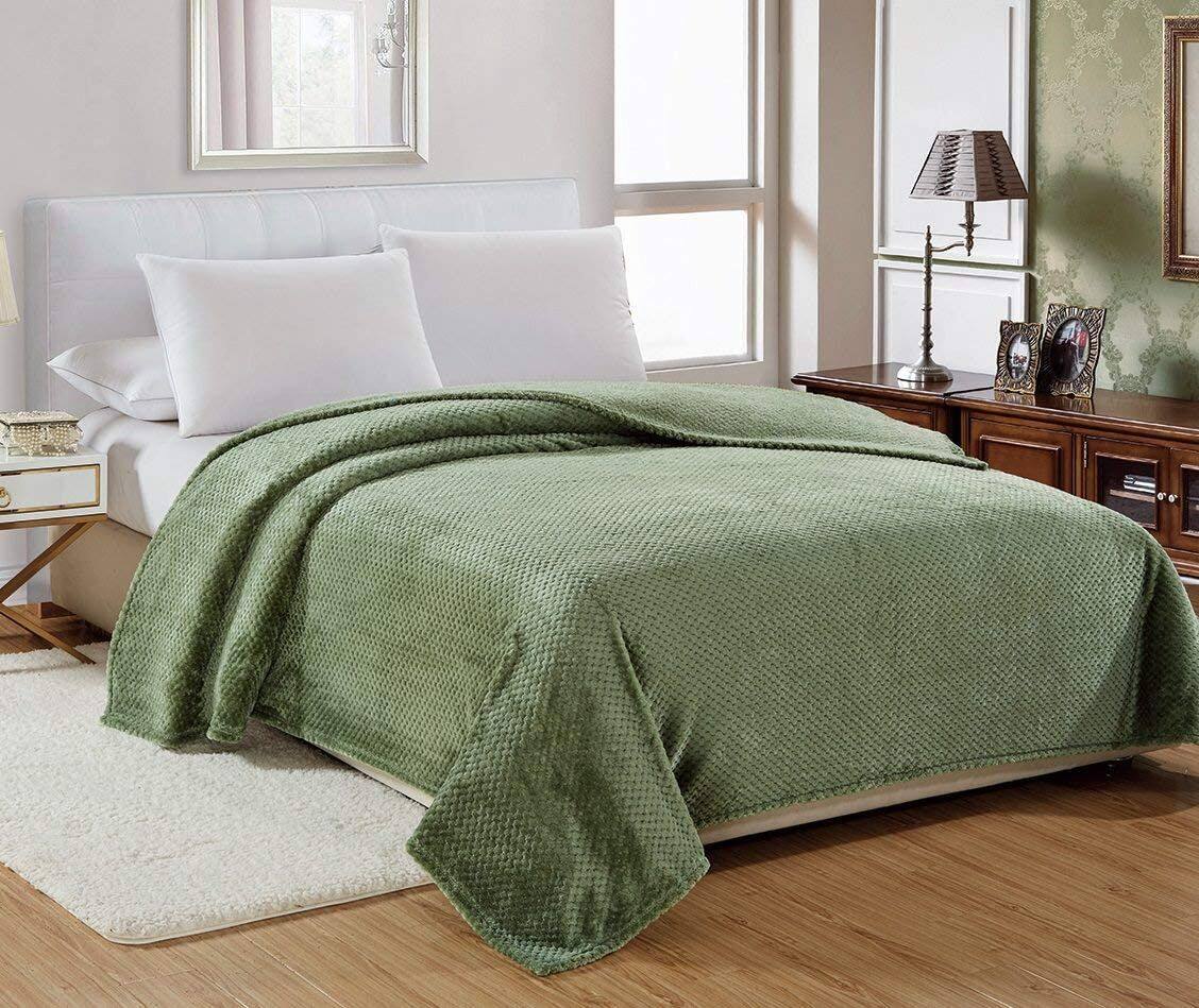 Front. Noble House - Ultra Lush Soft & Cozy Popcorn Textured Microplush Blanket Queen Size (86" x 86") - Sage - Sage.