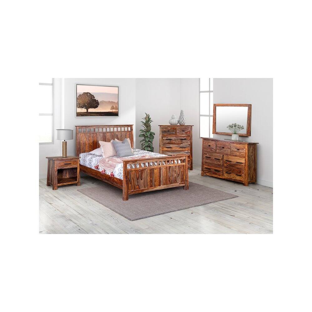 Alt View 6. Porter Designs - Kalispell Solid Sheesham Wood Nightstand - Brown.