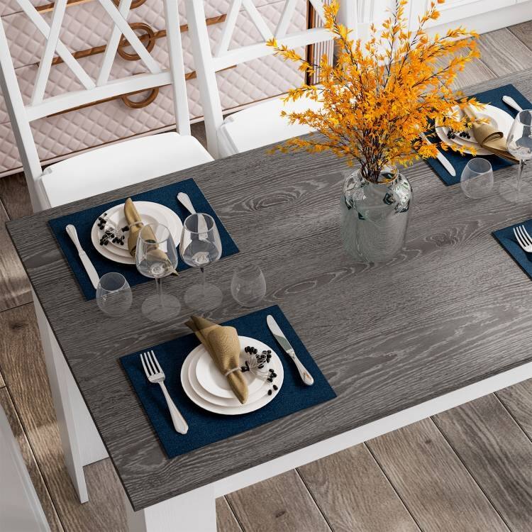 Angle. SlickBlue - Compact Dining Table or Computer Desk with Durable Wood Finish - Dark Grey.