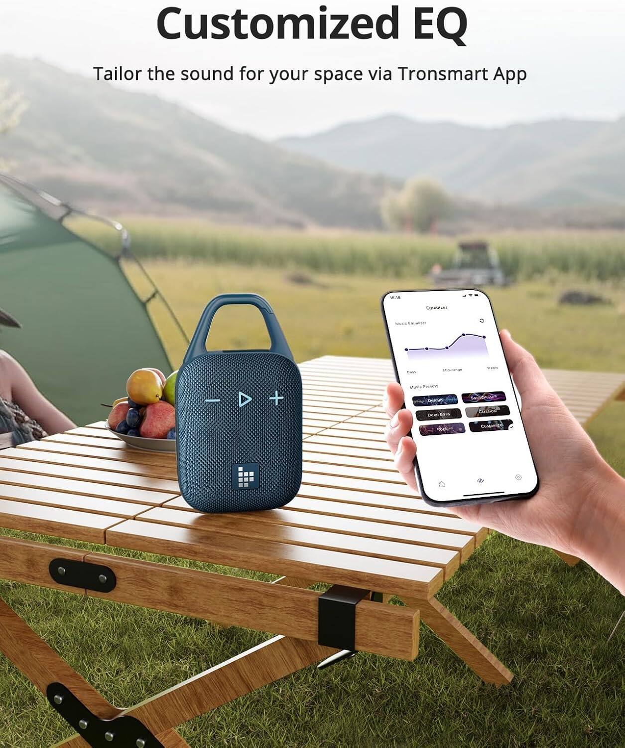 Customized EQ: Tailor the sound for your space via Tronsmart App.