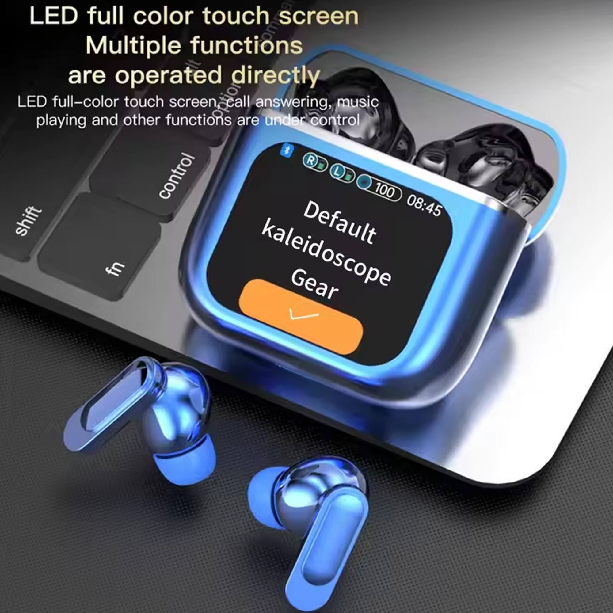 LED full color touch screen  
Multiple functions are operated directly  
LED full-color touch screen, call answering, music playing and other functions are under control  

R L 100 08:45  
shift  
Default kaleidoscope Gear