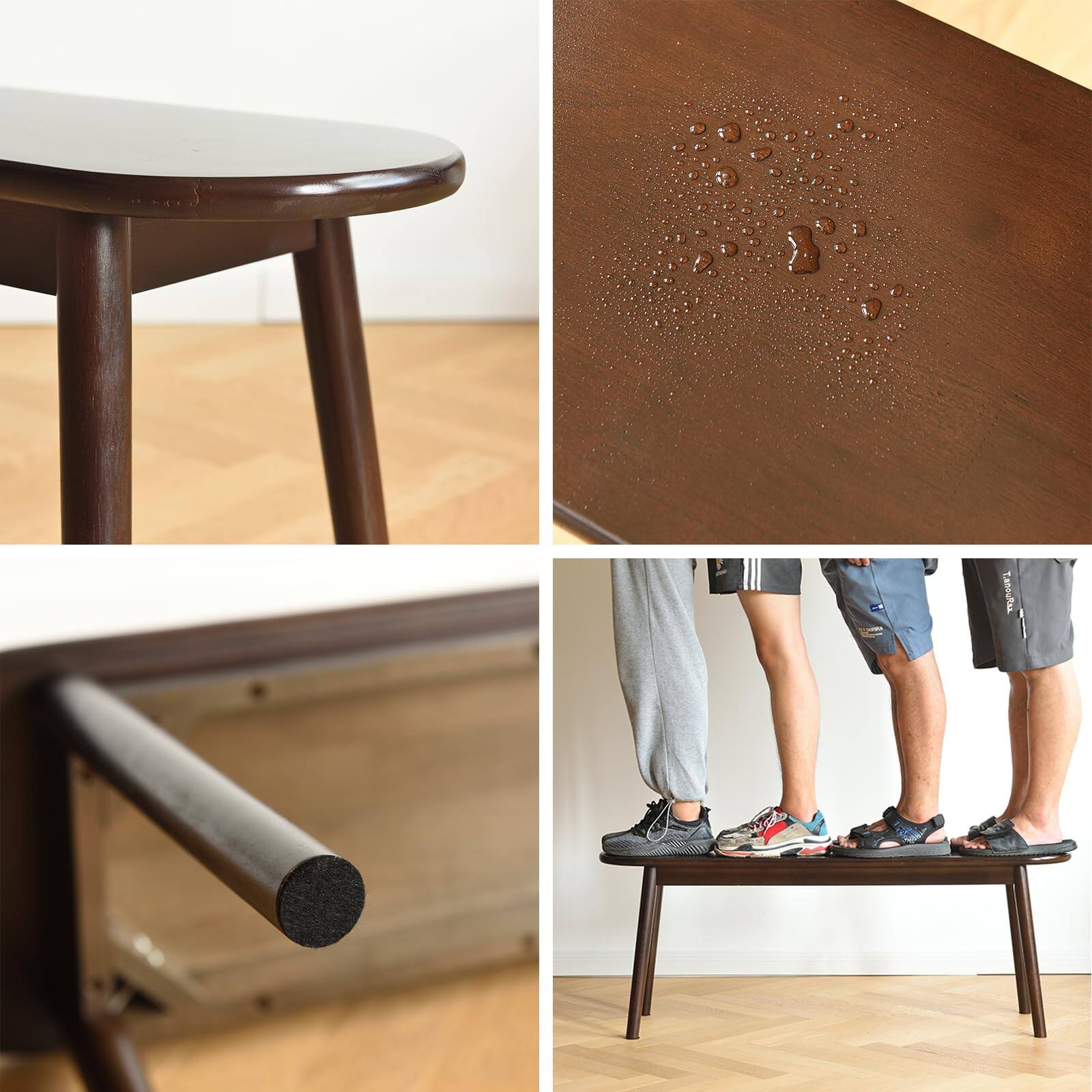 Alt View 4. JETRANSPORT - Walnut Solid Wood Bench 39.4" L - Narrow Mid-century Wooden Benches For Entryway Kitchen Dining Bedroom Shoe - Walnut 39".