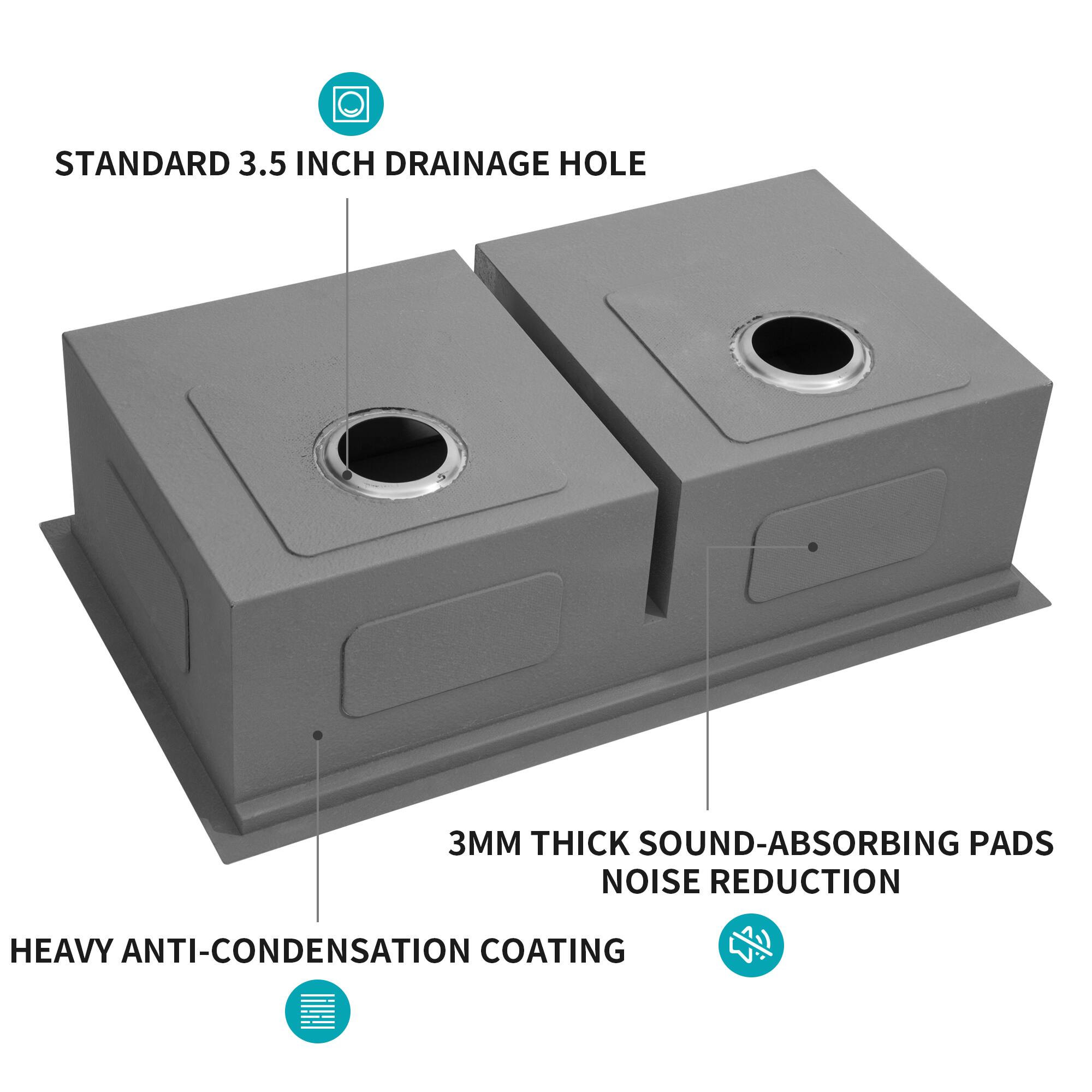 STANDARD 3.5 INCH DRAINAGE HOLE

3MM THICK SOUND-ABSORBING PADS NOISE REDUCTION

HEAVY ANTI-CONDENSATION COATING