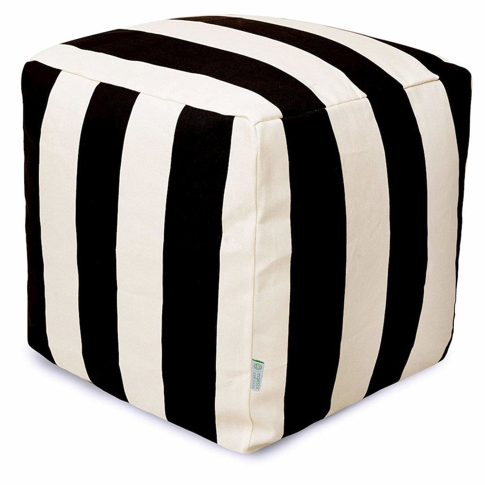 Majestic Home - Cube Pouf Vertical Stripe - Black