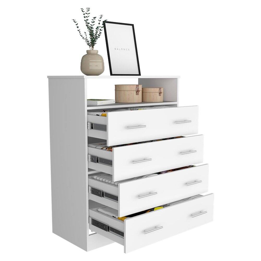 Alt View 1. TuHome - Peru Four Drawer Dresser White MDF - White.