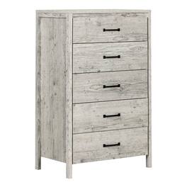 Hivvago - Modern Washed Pine 5 Drawer Storage Chest - Gray