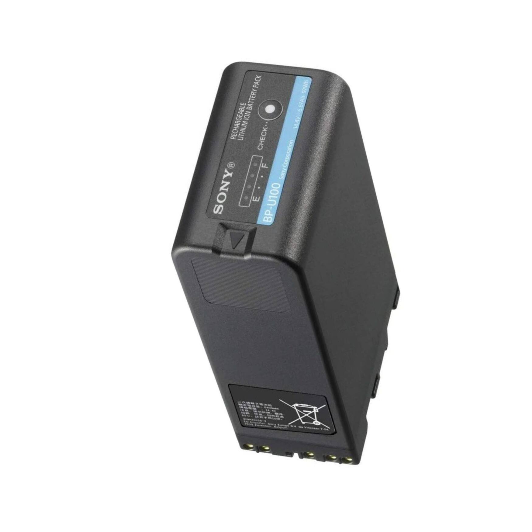 Sure, here is the corrected and grouped text from the image:

---

**SONY**

**RECHARGEABLE LITHIUM ION BATTERY PACK**

**BP-U100**

**CHECK**

**F Corporation**

**SONY**

**BP-U100**

**14.8V / 10.8Wh**

**Lithium Ion Battery**

**MAV 6JAN D UTHIUM**

**CHECK**

---

This text includes all the visible information from the image.