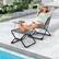 Angle. Costway - Patio Folding Sling Chair with Ottoman Footrest & Removable Cushion Ottoman Set - Grey.