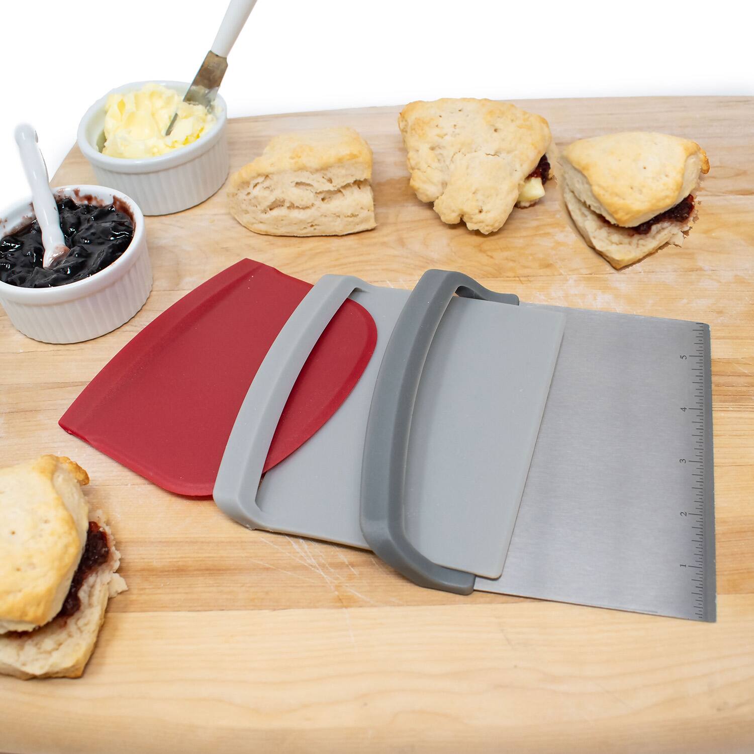 Alt View 4. Norpro - Nested Chopper and Scraper Set, Set of 3 Utensils, Red and Gray - Red.