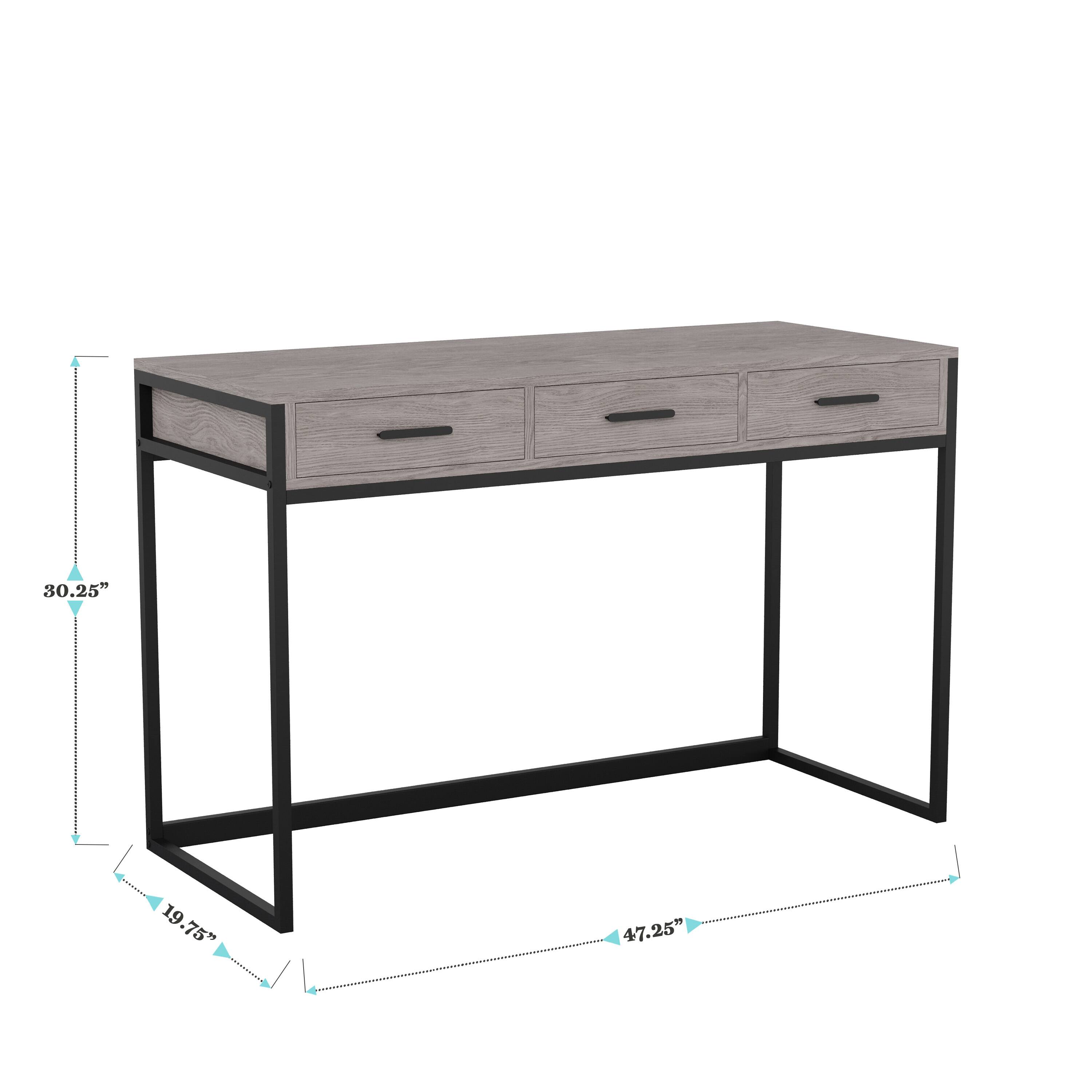 The dimensions of the desk are 30.25" x 19.75" x 47.25".