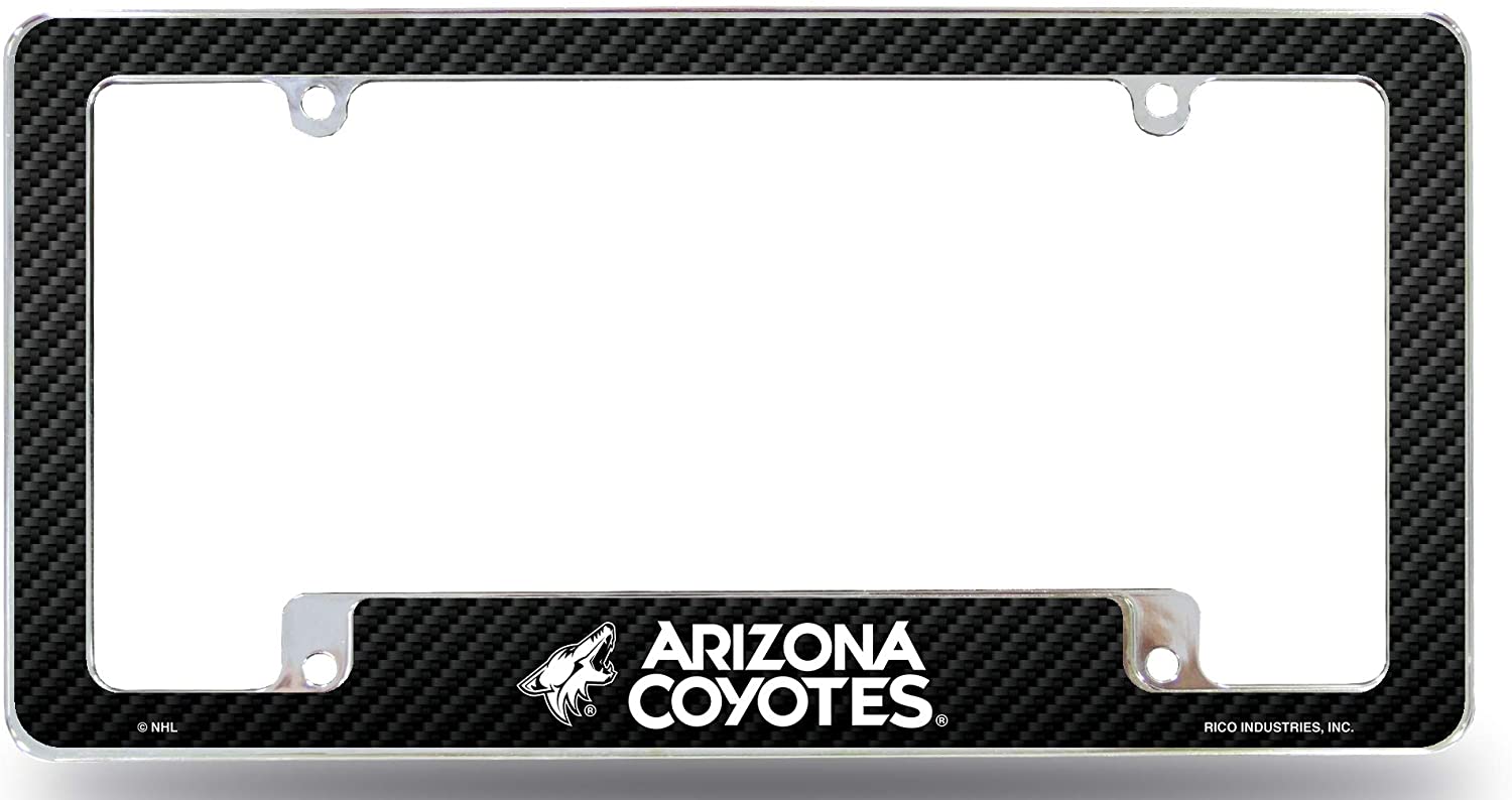 Rico Industries - Arizona Coyotes NHL Chrome Metal License Plate Frame with Carbon Fiber Design - Multi