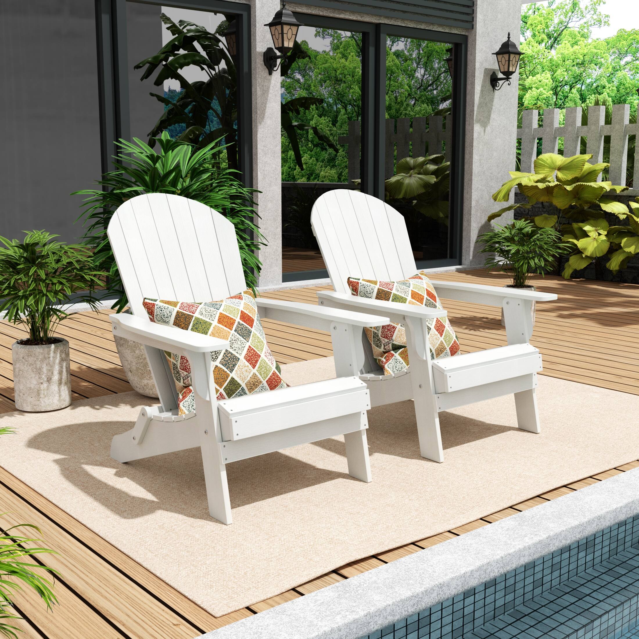 Angle. WestinTrends - WestinTrends Tuscany HIPS Outdoor Folding Adirondack Seashell Chair (Set of 2) - White.