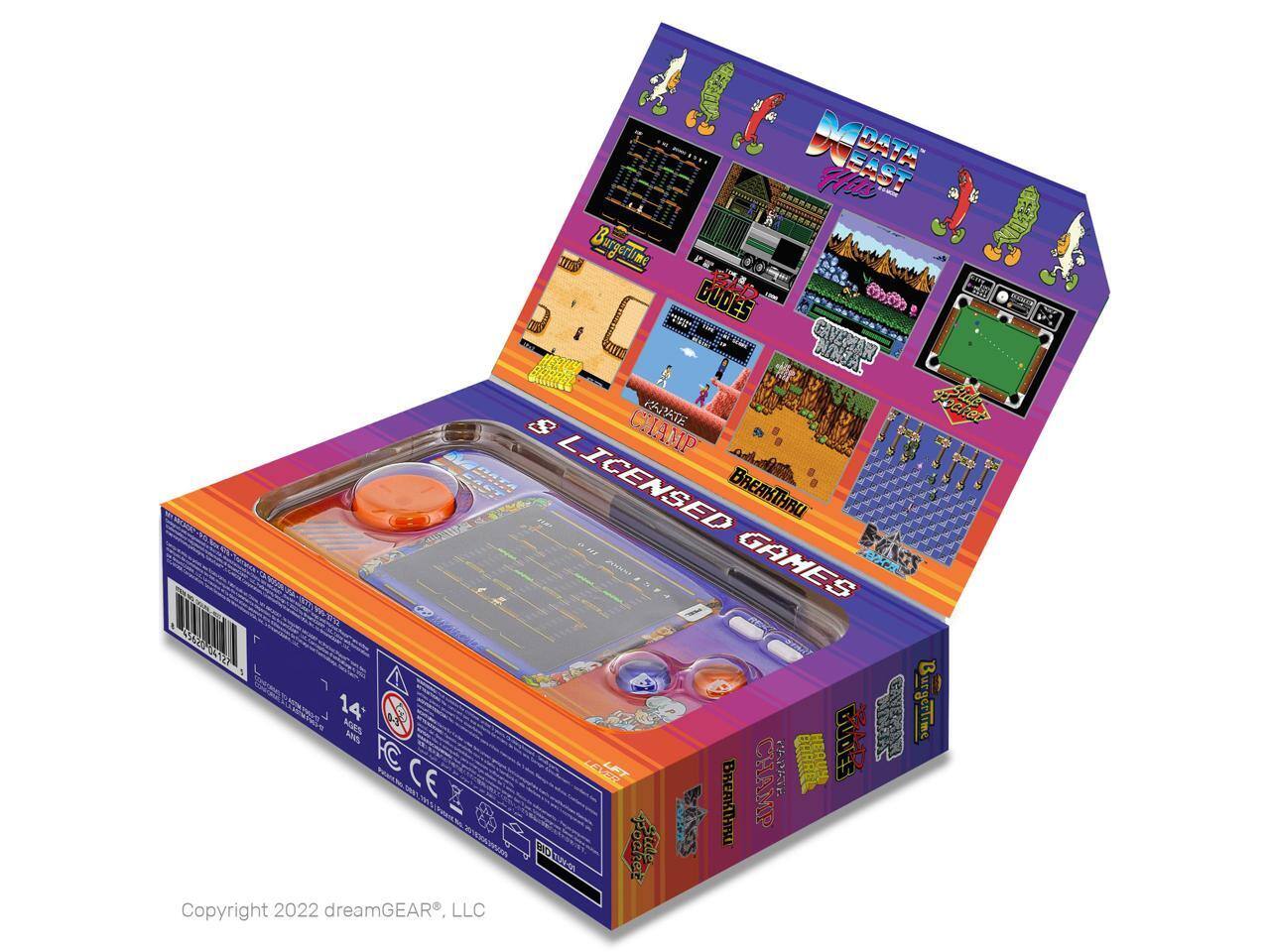 DATA EAST  
BurgerTime  
Dudes  
Kapate  
Pochet  
Champ  
Licensed by BREAKTHRU GAMES  
22 1 45520-041222  
14+ AGES  
BurgerTime FC  
CAE  
DUDES BREAKTHRU CHAMP  
Pochet  
Copyright 2022 dreamGEAR, LLC