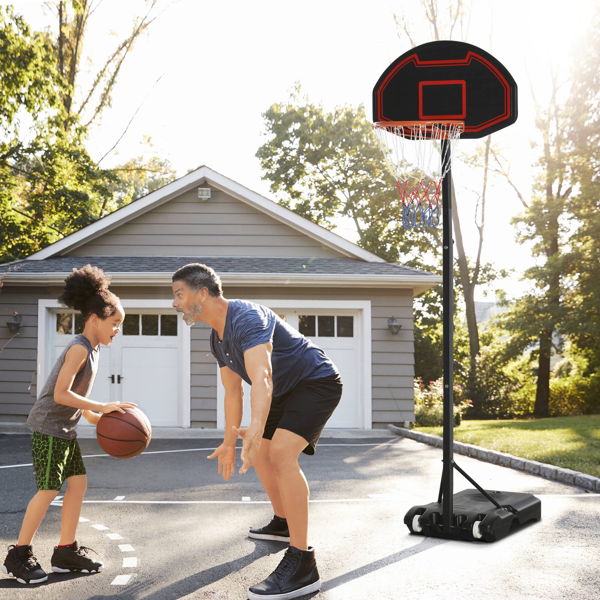 Alt View 1. Soozier - Portable Basketball Hoop Stand, 5.1-6.9ft Height-Adjustable Basketball System with 29'' Backboard and Wheels - Black.