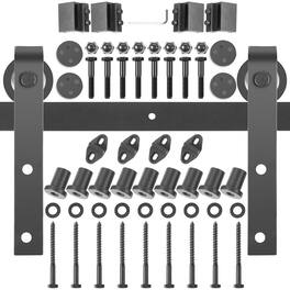 VEVOR - Sliding Barn Door Hardware Kit, 12FT Barn Door Kit, 330LBS Load-Bearing Double Barn Door Hardware Kit, Carbon Steel - Black