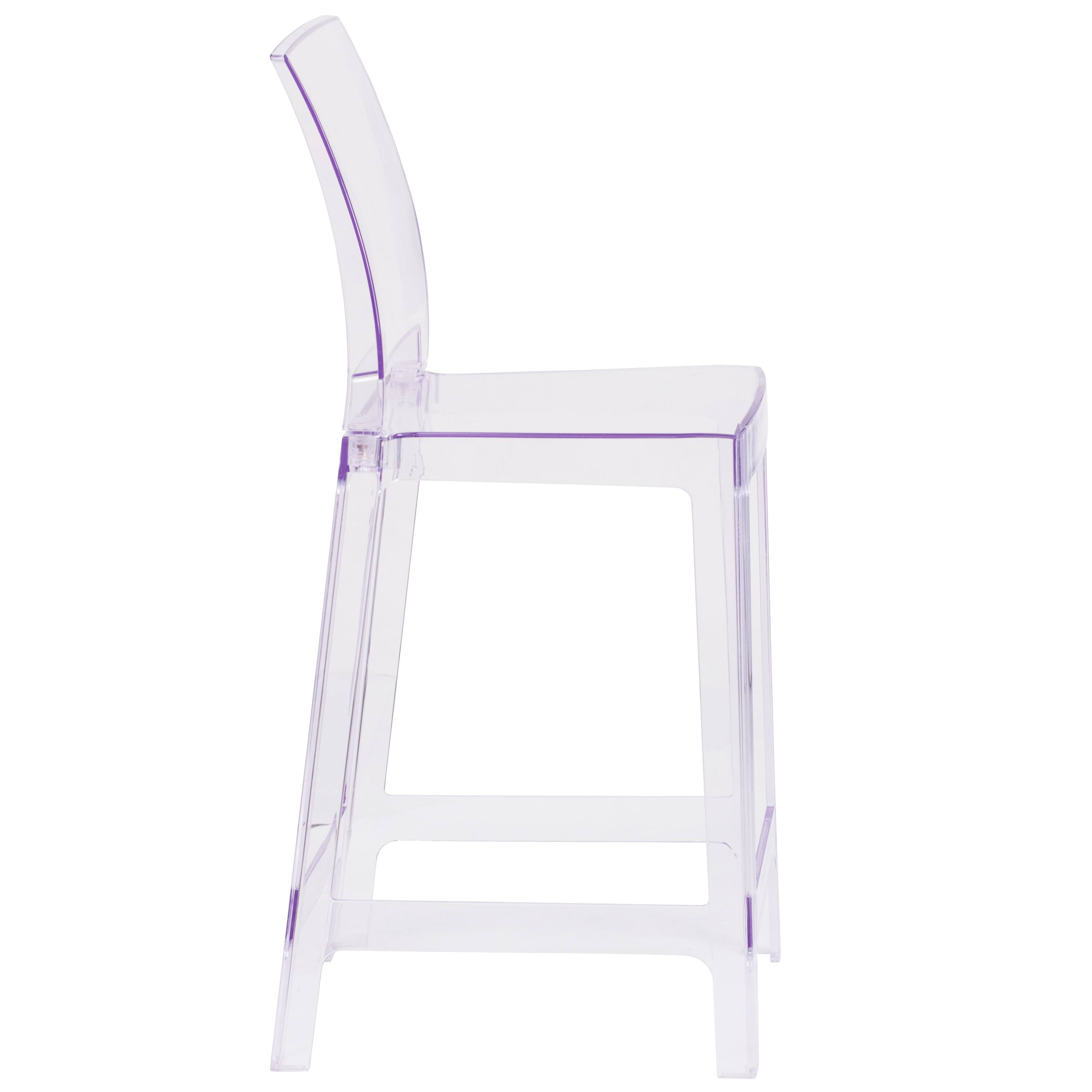 Alt View 6. Emma + Oliver - Ghost Counter Stool in Transparent Crystal with Square Back - Transparent Crystal.