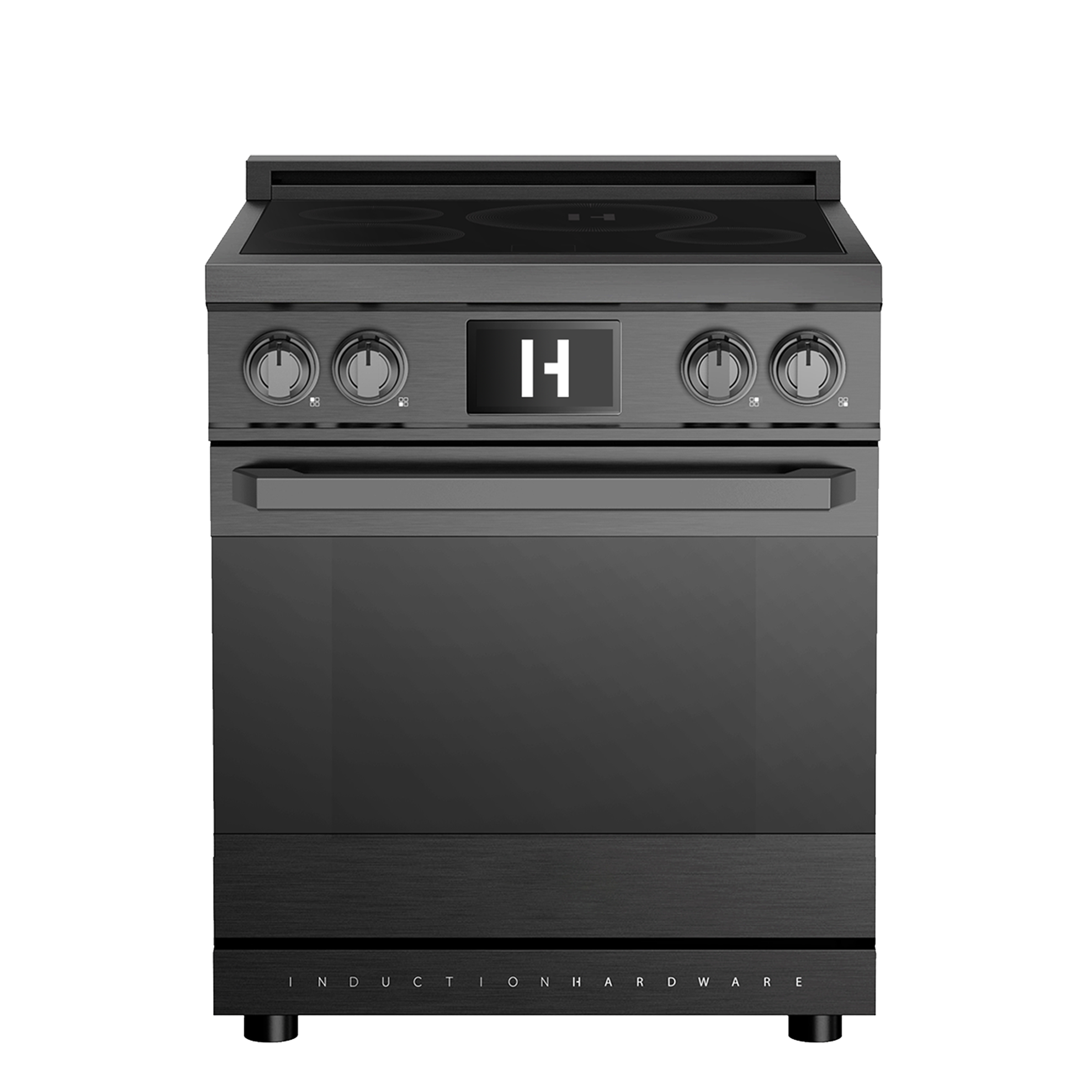 Induction Hardware - Professional 30 Inch Induction Range with Convection Oven & Air Fry, 4 Burner Electric Stove, Pizza Stone - Black