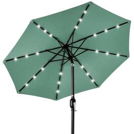 Best Choice Products - 10ft Solar LED Lighted Patio Umbrella w/ Tilt Adjustment, UV-Resistant Fabric - Seaglass