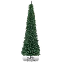Costway - 9Ft PVC Artificial Pencil Christmas Tree Slim Stand - Green - Front_Zoom