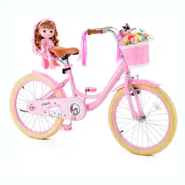 VEVOR - Kids Bike, 20 in Children Bicycle, Kickstand Princess Style for Girls Ages 7-13, Adjustable Seat, Front Brake - Pink