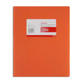 Staples - 2‑Pocket Portfolio Folder with Fasteners, Letter Size, Durable Poly - Orange