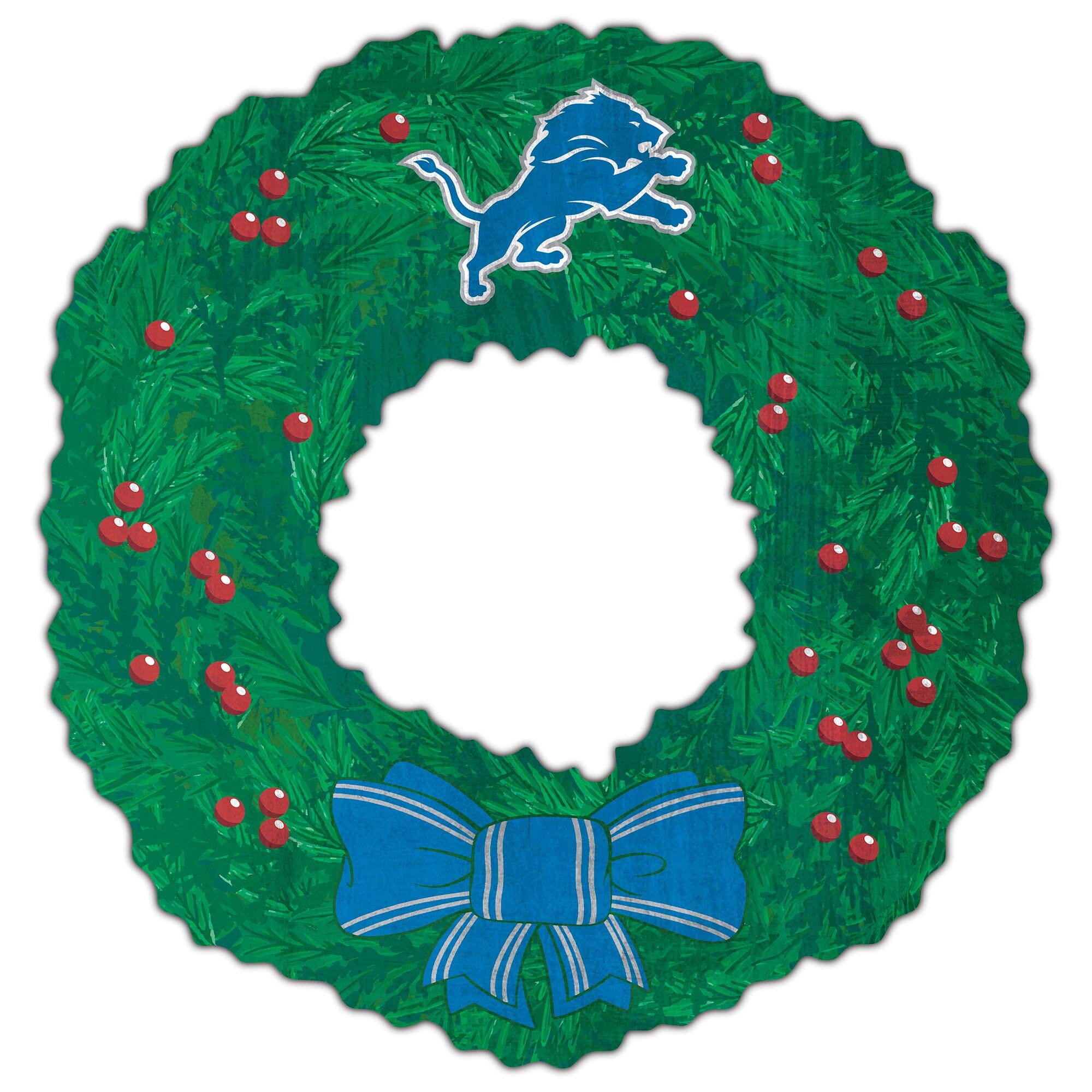 Front. Fan Creations - Detroit Lions 16'' Team Wreath Sign - Green.