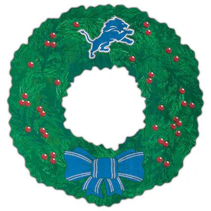 Front. Fan Creations - Detroit Lions 16'' Team Wreath Sign - Green.