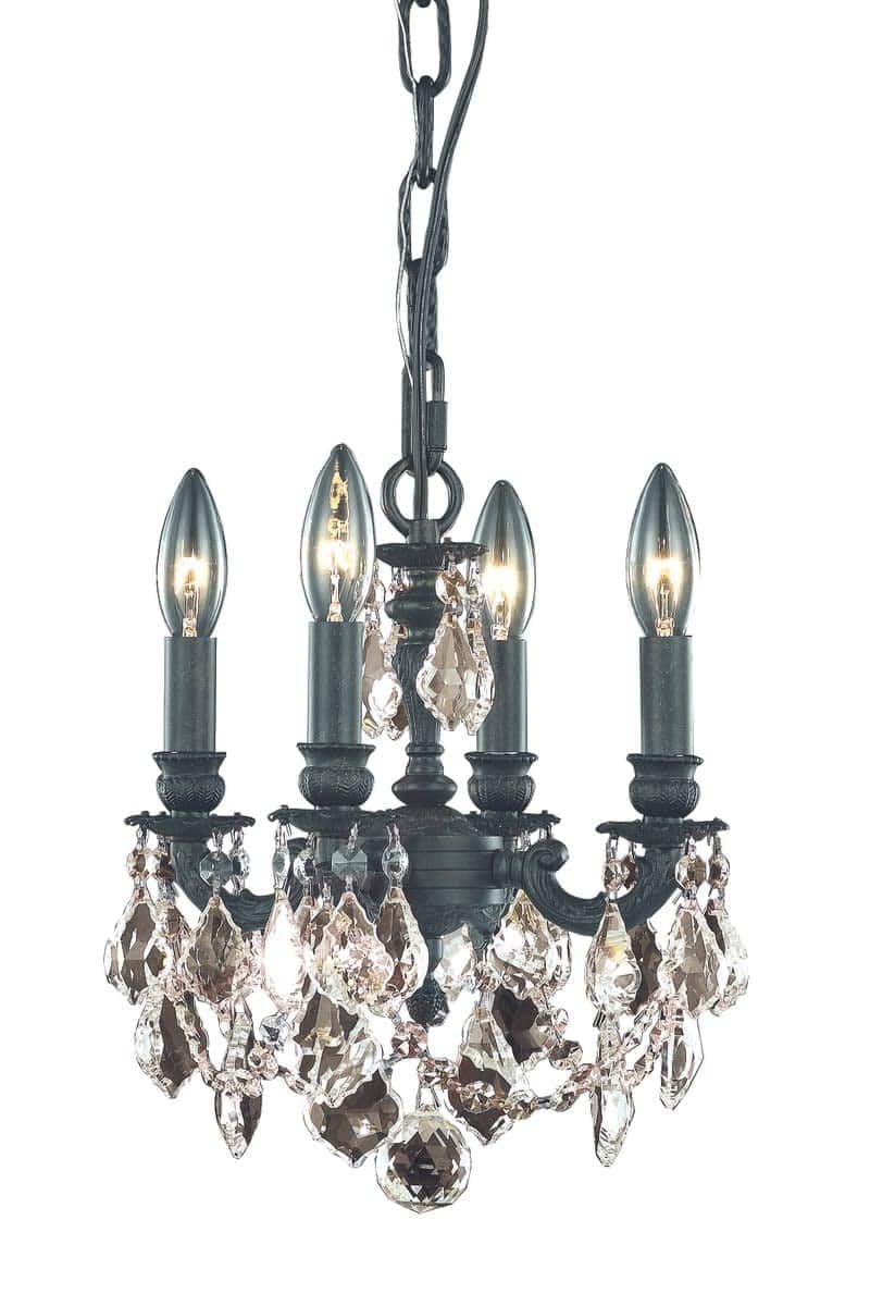 Elegant Lighting - Lille 4-Light Brass & Crystal Chandelier - Bronze