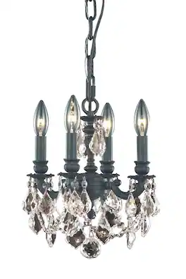 Elegant Lighting - Lille 4-Light Brass & Crystal Chandelier - Bronze