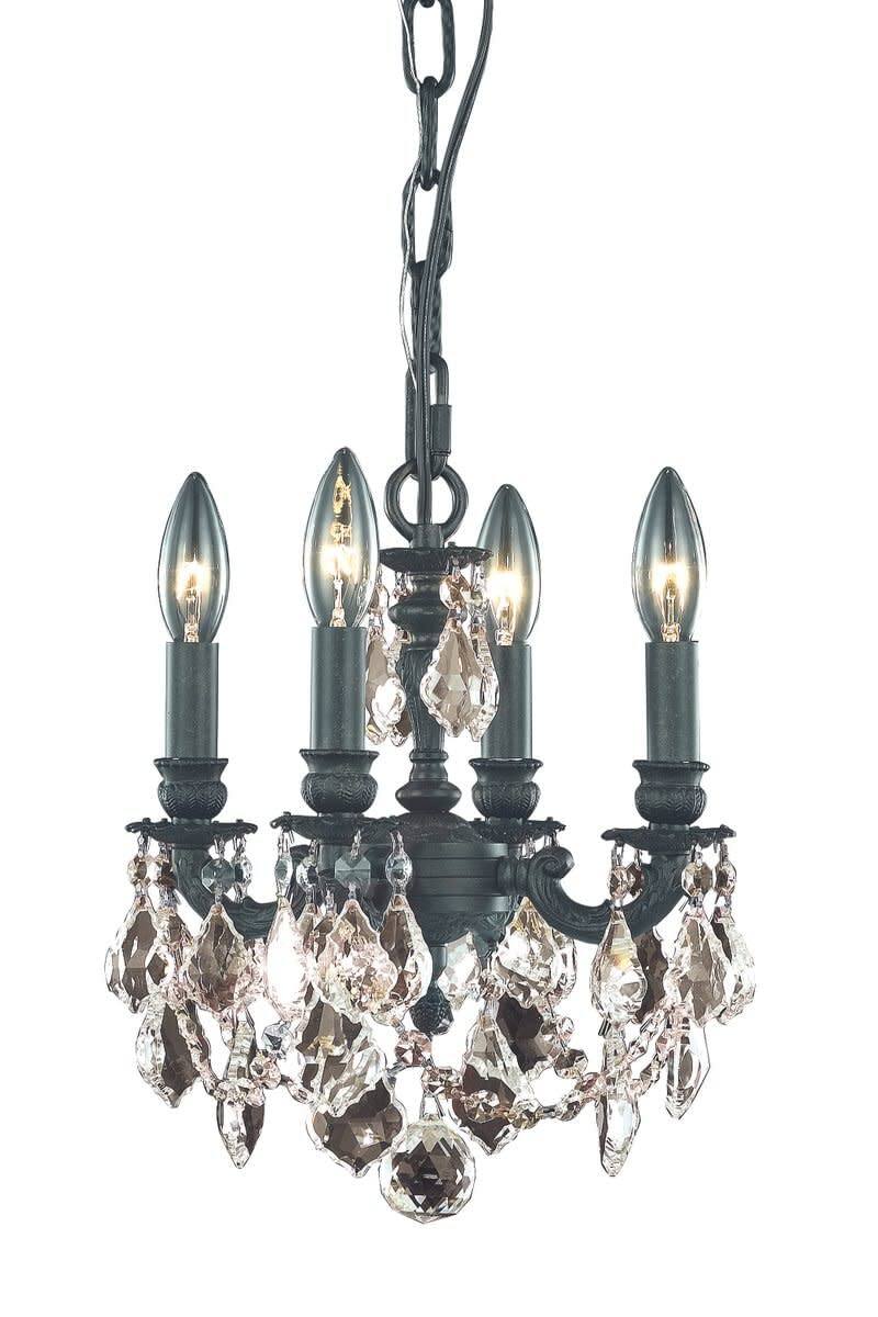 Elegant Lighting - Lille 4-Light Brass & Crystal Chandelier - Bronze